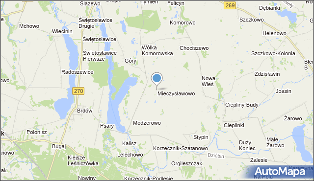 mapa Mieczysławowo, Mieczysławowo gmina Izbica Kujawska na mapie Targeo